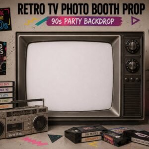 Retro TV Photo Booth Prop – 90s Party Backdrop & Vintage Television Frame in Toronto
