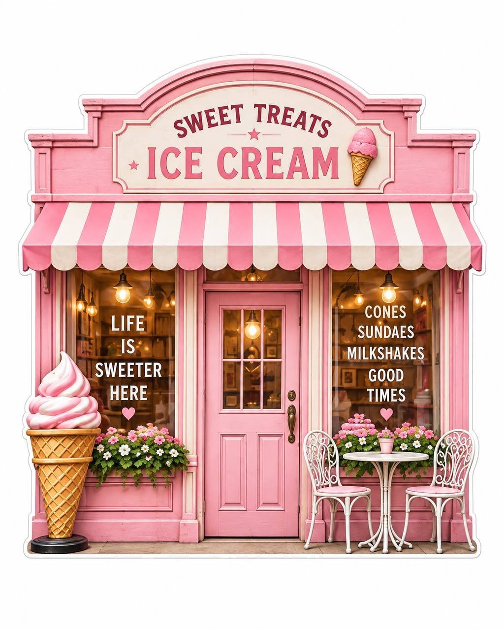 6x8 ft Sweet Treats ice cream flat Coroplast storefront cutout