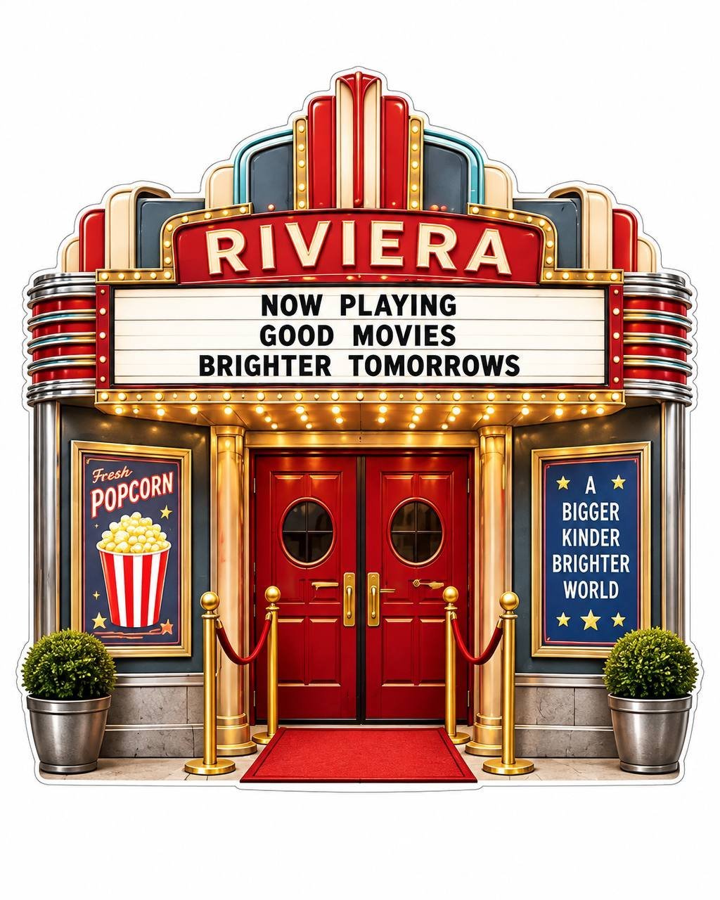 6x8 ft Riviera Theater flat Coroplast storefront cutout