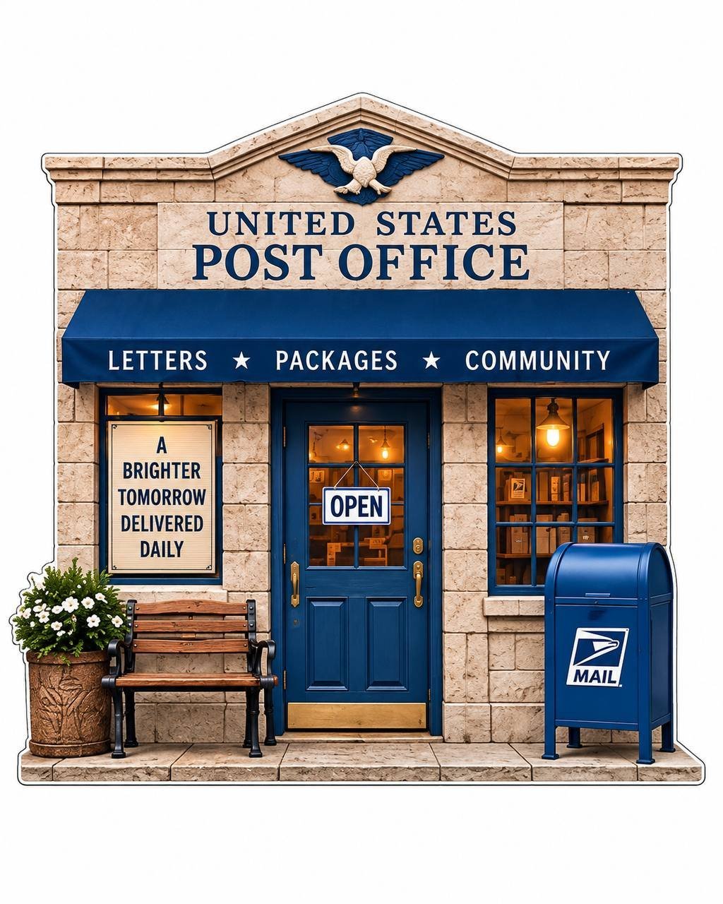6x8 ft Main Street Post Office flat Coroplast storefront cutout