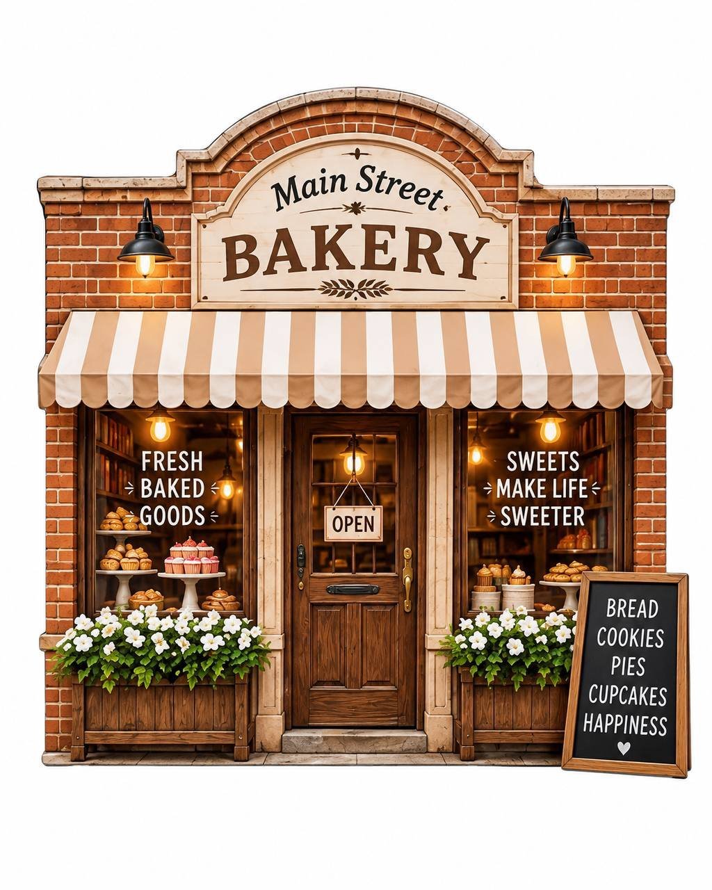 6x8 ft Main Street bakery flat Coroplast storefront cutout