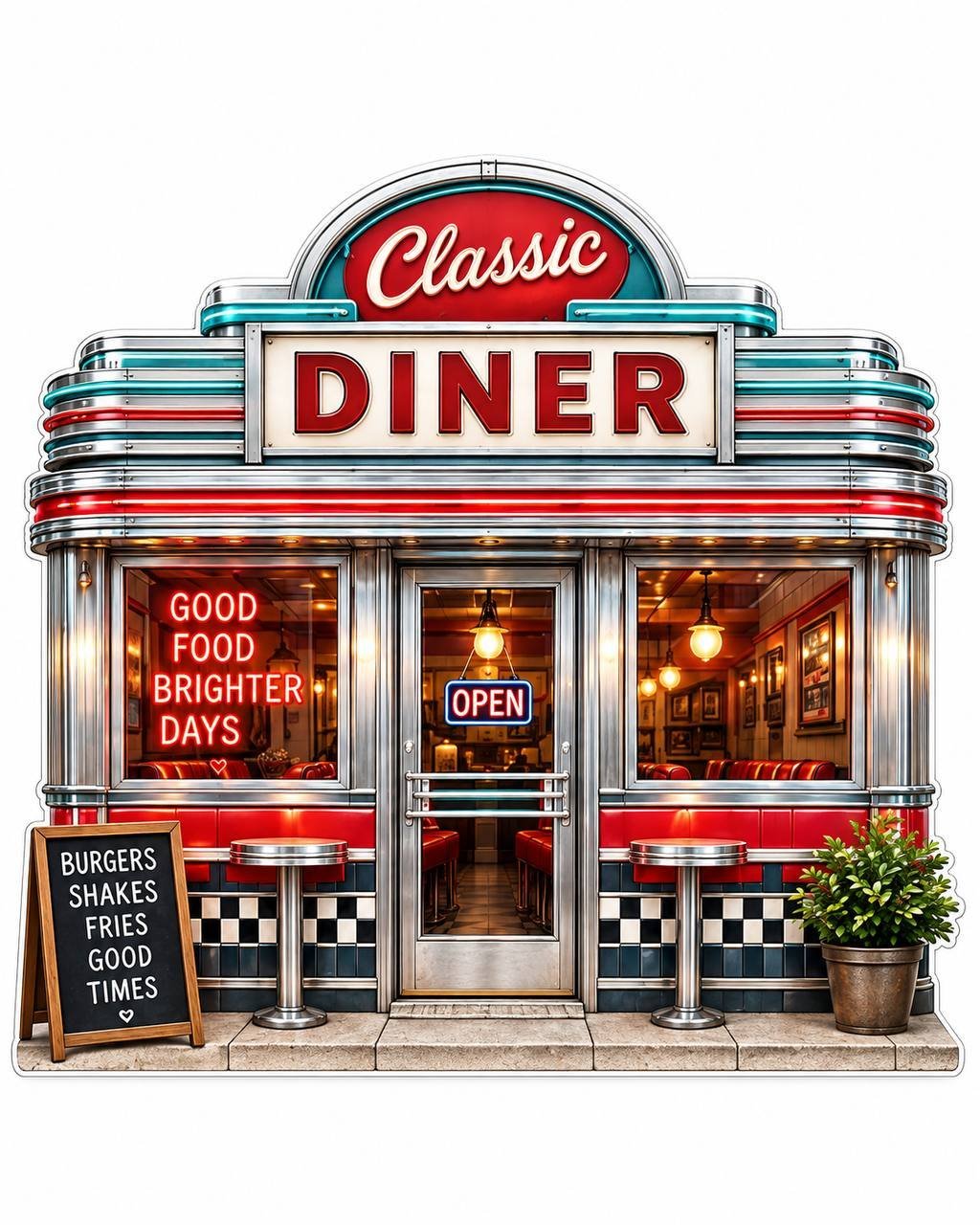 6x8 ft classic diner flat Coroplast storefront cutout