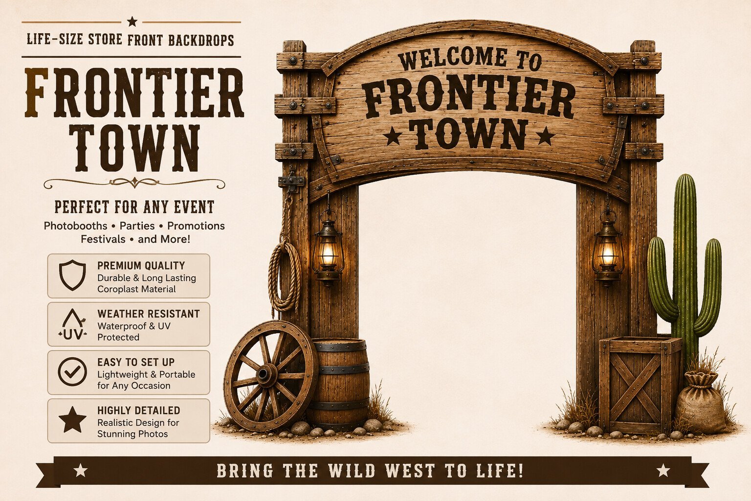 Frontier Town cowboy party backdrop display