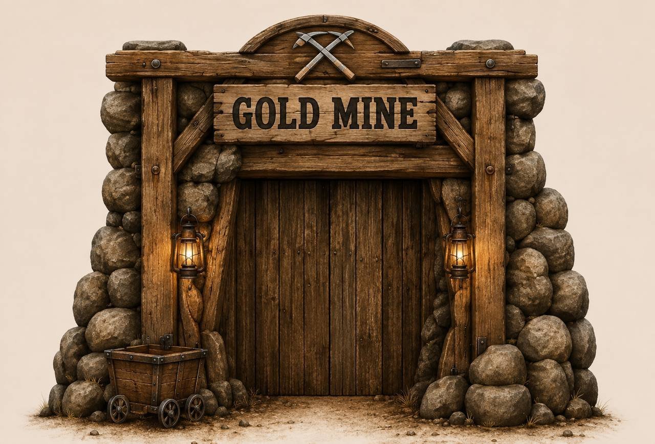 Western gold mine party backdrop