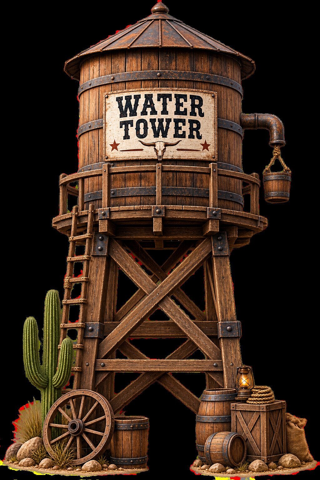 Wild West water tower backdrop